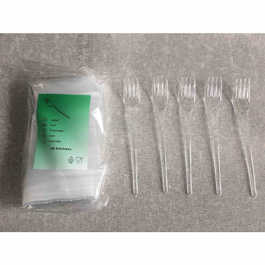 Disposable fork transparent plastic fork green plastic tableware fruit fork cake fork