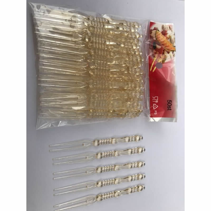 Foreign trade manufacturers wholesale disposable color transparent plastic fork cake fork fruit fork 2 fork